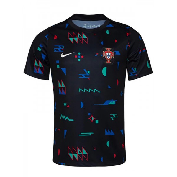 Portugal maillot d'avant-match entraînement uniforme de football vêtements de sport noirs pour hommes kit de football chemise haute 2024-2025